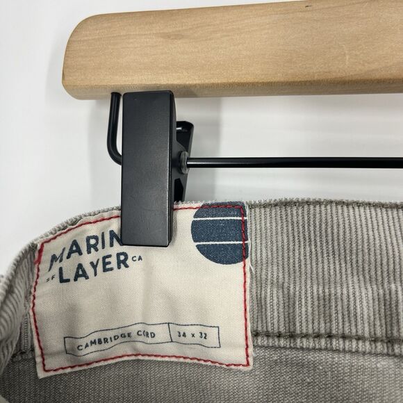 Marine Layer Cambridge Cord Pants Size 32x32 Mens Gray Corduroy Stretch Preppy - Picture 3 of 6